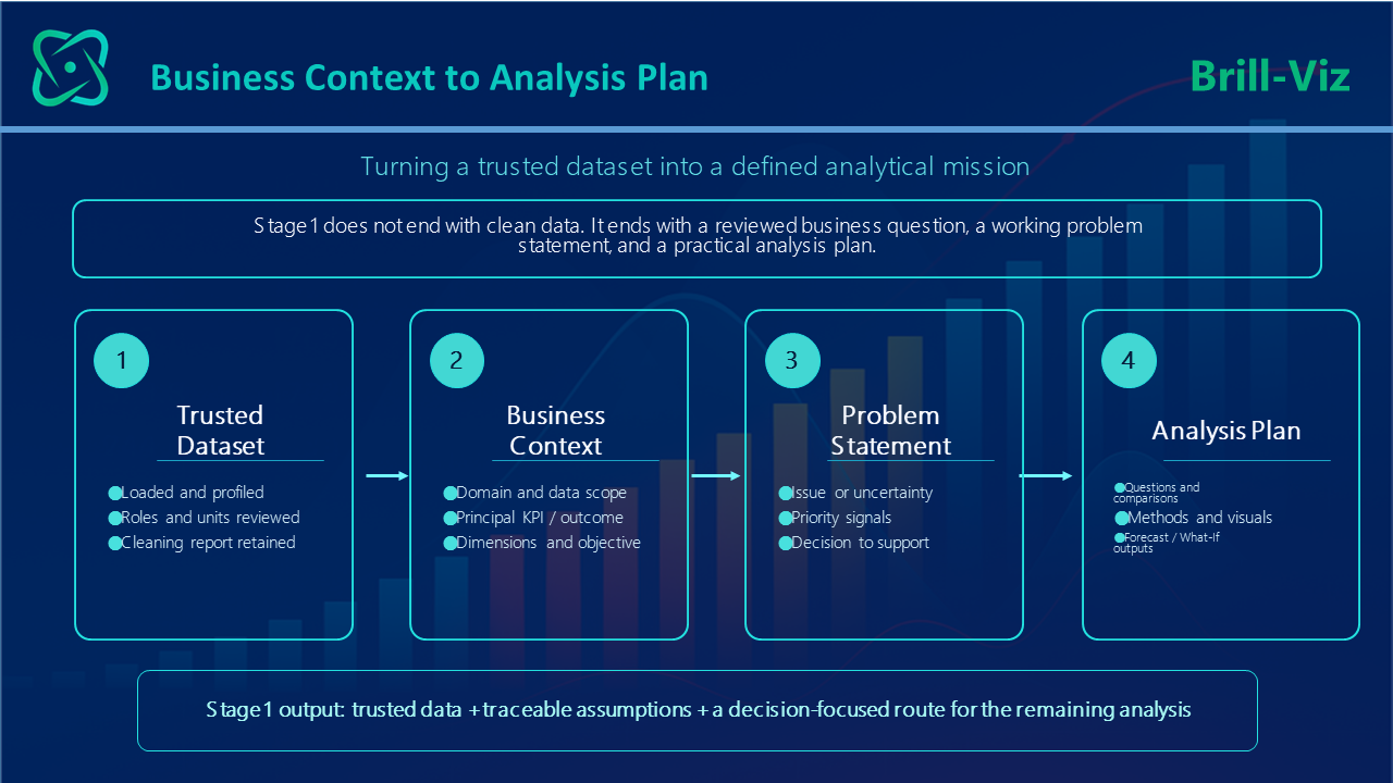 Brill-Viz decision intelligence workflow from raw data to management action